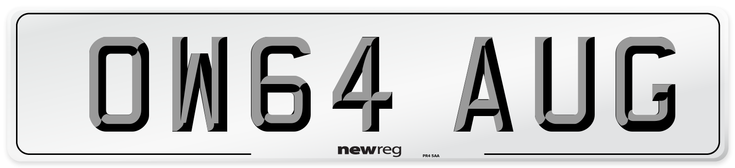 OW64 AUG Number Plate from New Reg